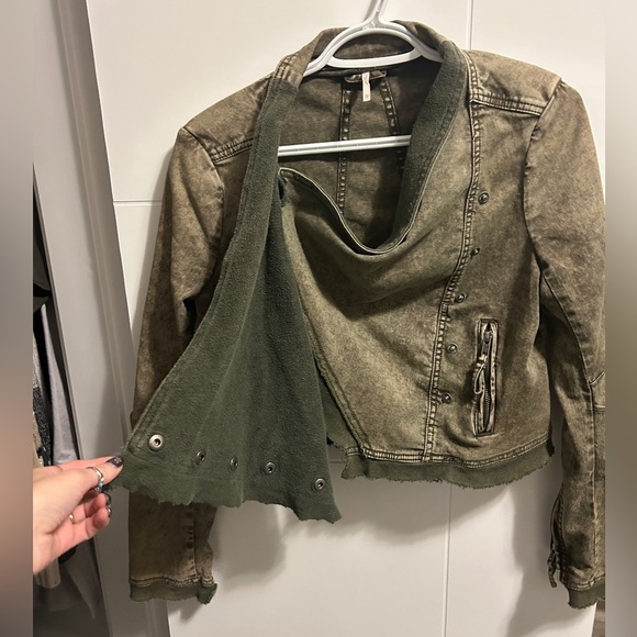 Free People Twill Moto Jacket Size X-Small - Picture 4 of 14
